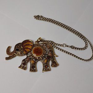 Awesome Large Decorative Elephant Pendant Necklace 18 Inches Long
